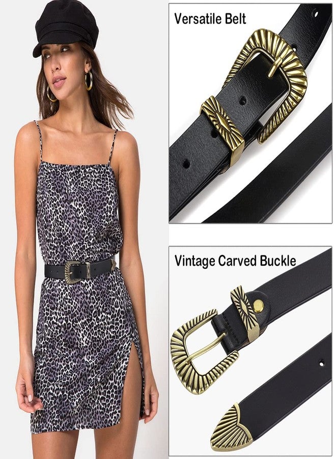 ALAIX Belts for women Women's Belts Silver Gold Buckle leather belts Black Western belts Jeans Pants belts for women - Image 3